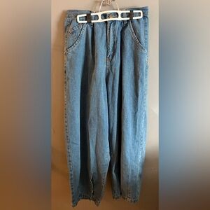 Free people scout denim barrel super wide leg denim blue jeans boho